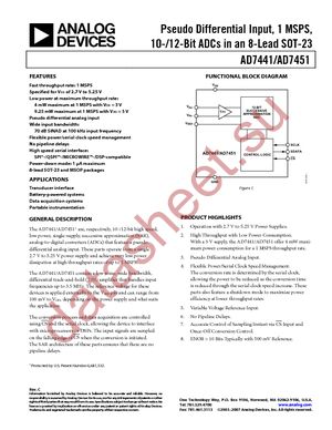 AD7451BRMZ datasheet  